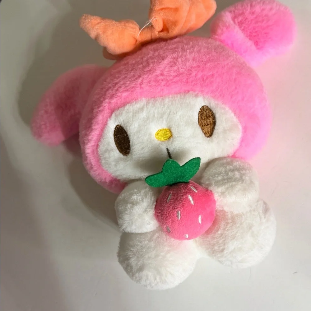 My Melody Style Pink Plush Bunny Holding Strawberry -‎ Cute Soft Toy